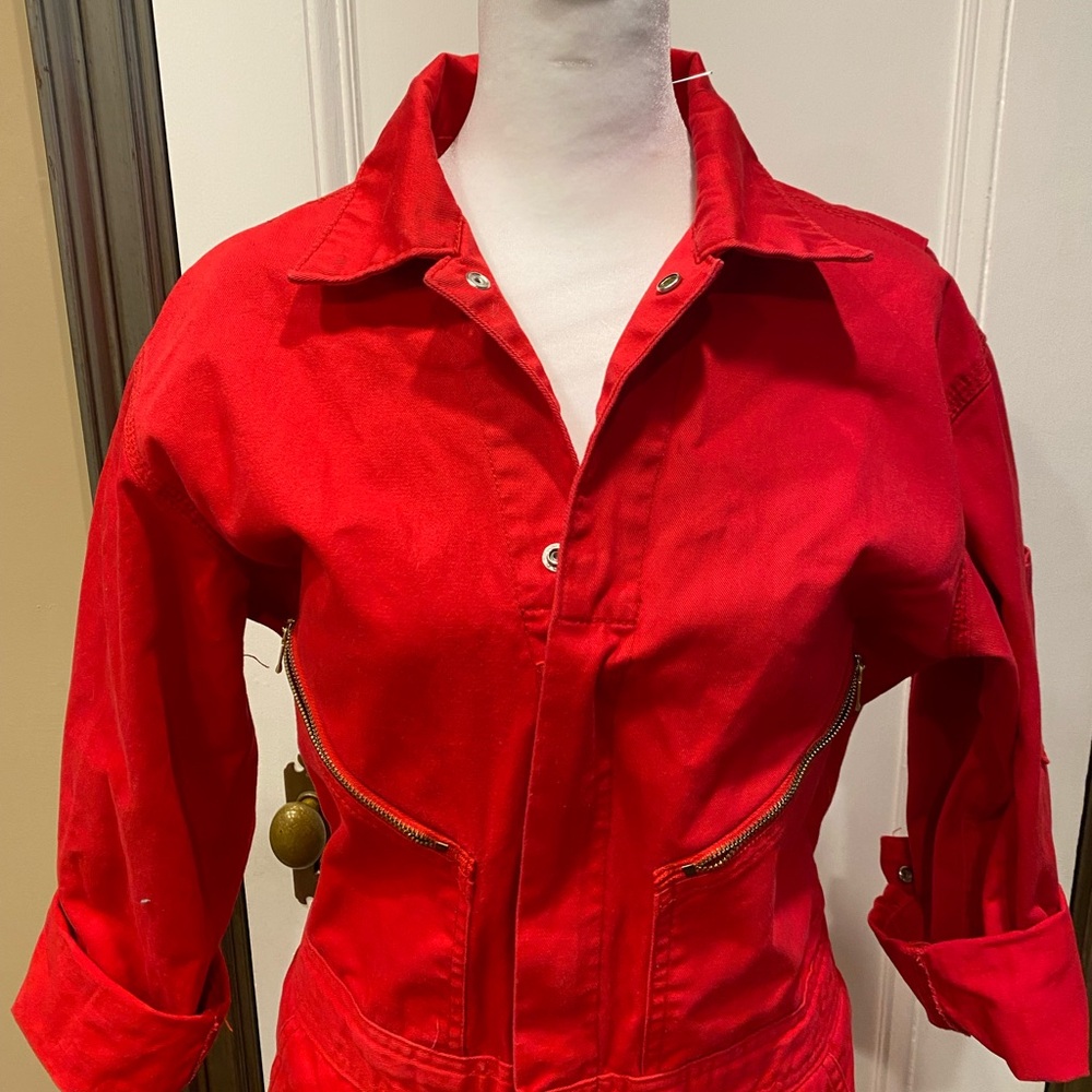 Vintage coverall jumpsuit red zippers long sleeved